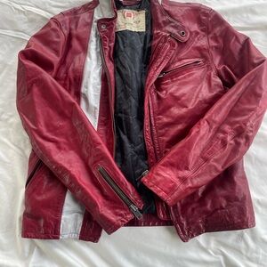 GAP Men's Deep Red Leather Jacket